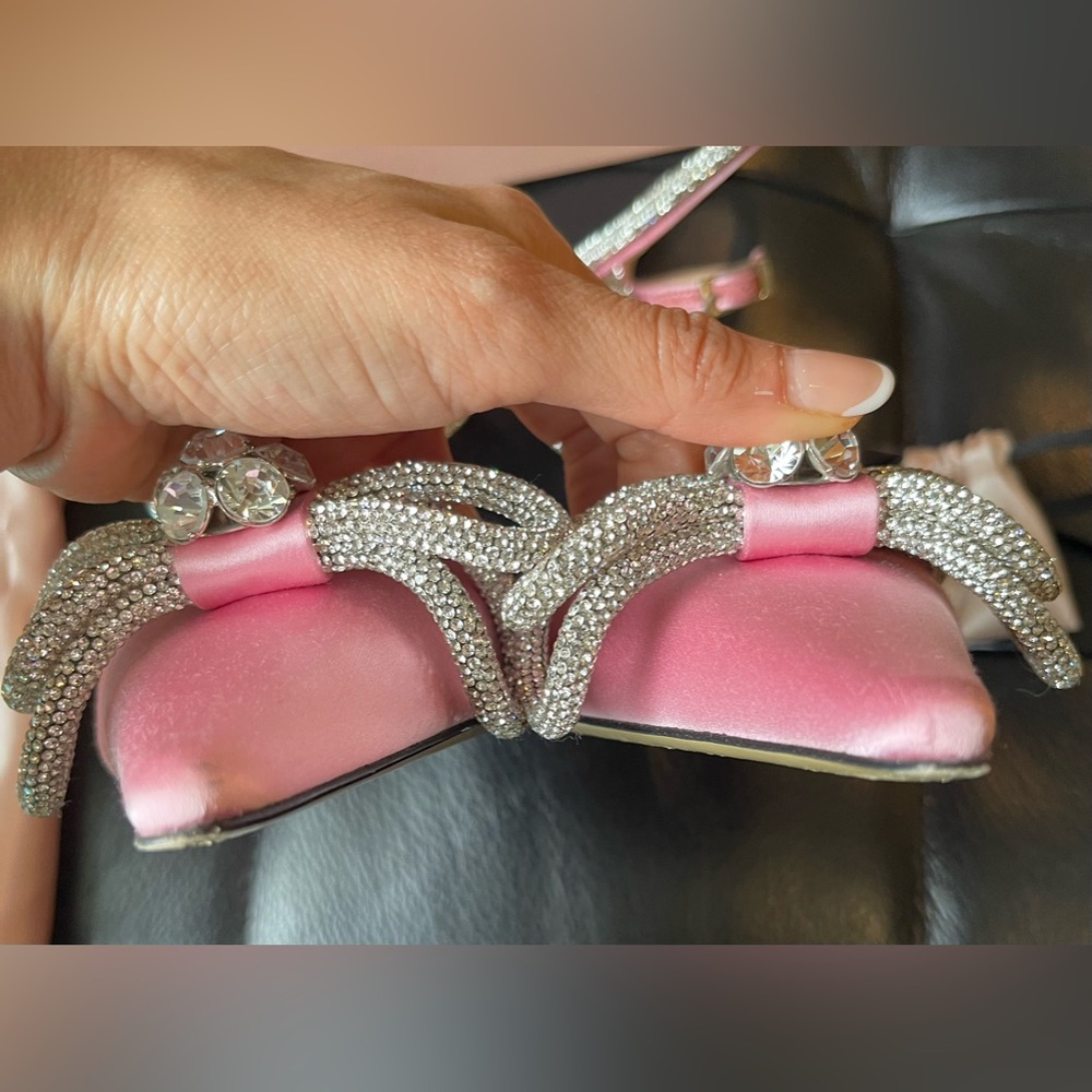 MACH & MACH Double Bow Crystal-Embellished Satin Pumps - Picture 4 of 5